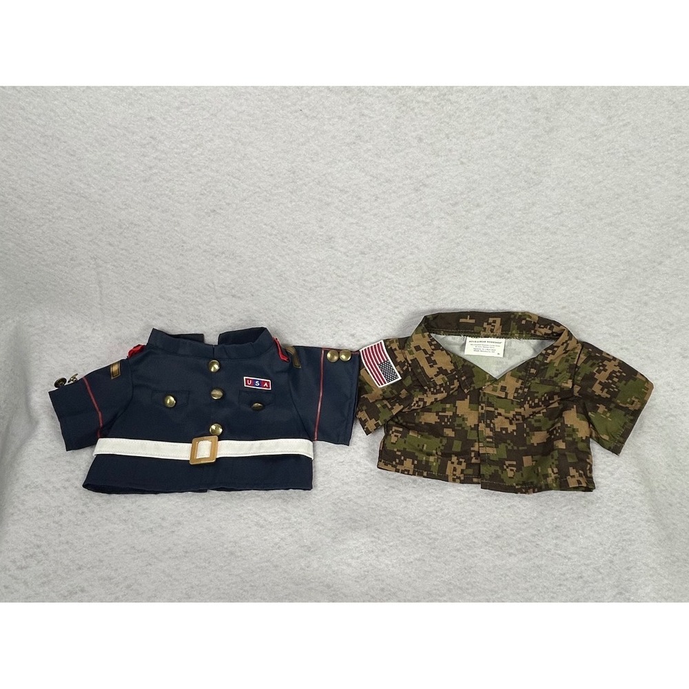 Build-A-Bear Military Outfit Set of 2 Tops Navy Blue Camo Dress Uniform Shirt